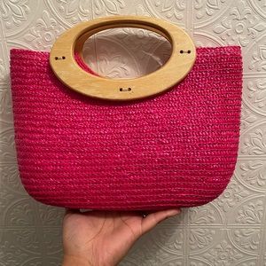 Pink Wicker Clutch